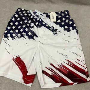 OUKU Mens Size Medium Shorts Print USA Flag Swim Trunks Shorts
